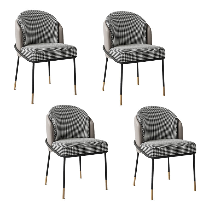 Glam Metal Dining Room Chairs Parsons Armless Dining Chairs for Restaurant Use Black White Gray 4 Piece Set Clearhalo ' kitchen&dining_furn' 'Dining Chairs' 'Dining Tables & Seating' 'dining_chair' 'furn' 'furn_dining_chair' 'Furniture' 'furniture_dining_chair' 'Kitchen & Dining Furniture' 'kitchen' 4468430