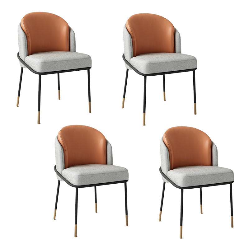 Glam Metal Dining Room Chairs Parsons Armless Dining Chairs for Restaurant Use Orange-Gray 4 Piece Set Clearhalo ' kitchen&dining_furn' 'Dining Chairs' 'Dining Tables & Seating' 'dining_chair' 'furn' 'furn_dining_chair' 'Furniture' 'furniture_dining_chair' 'Kitchen & Dining Furniture' 'kitchen' 4468435