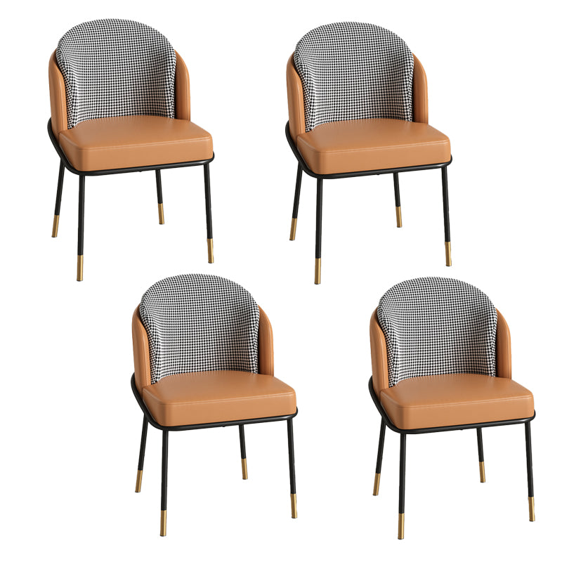 Glam Metal Dining Room Chairs Parsons Armless Dining Chairs for Restaurant Use Orange 4 Piece Set Clearhalo ' kitchen&dining_furn' 'Dining Chairs' 'Dining Tables & Seating' 'dining_chair' 'furn' 'furn_dining_chair' 'Furniture' 'furniture_dining_chair' 'Kitchen & Dining Furniture' 'kitchen' 4468447