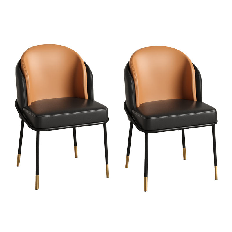 Glam Metal Dining Room Chairs Parsons Armless Dining Chairs for Restaurant Use Orange Black 2 Piece Set Clearhalo ' kitchen&dining_furn' 'Dining Chairs' 'Dining Tables & Seating' 'dining_chair' 'furn' 'furn_dining_chair' 'Furniture' 'furniture_dining_chair' 'Kitchen & Dining Furniture' 'kitchen' 4468455