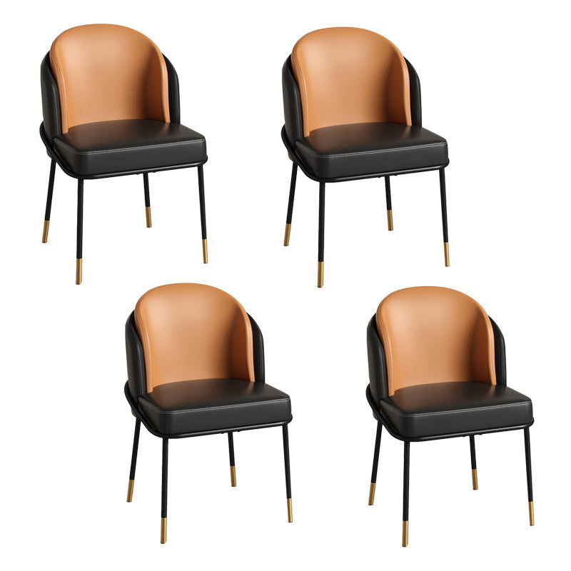 Glam Metal Dining Room Chairs Parsons Armless Dining Chairs for Restaurant Use Orange Black 4 Piece Set Clearhalo ' kitchen&dining_furn' 'Dining Chairs' 'Dining Tables & Seating' 'dining_chair' 'furn' 'furn_dining_chair' 'Furniture' 'furniture_dining_chair' 'Kitchen & Dining Furniture' 'kitchen' 4468456