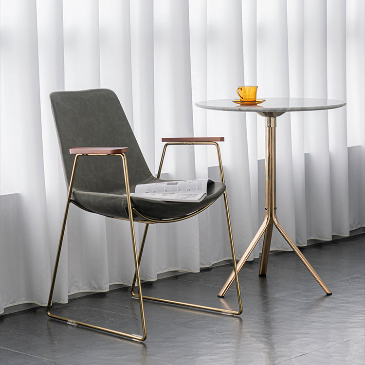 Scandinavian Design Solid Back Dining Side Chair Leather Dining Side Chair Clearhalo ' kitchen&dining_furn' 'Dining Chairs' 'Dining Tables & Seating' 'dining_chair' 'furn' 'furn_dining_chair' 'Furniture' 'furniture_dining_chair' 'Kitchen & Dining Furniture' 'kitchen' 4468481