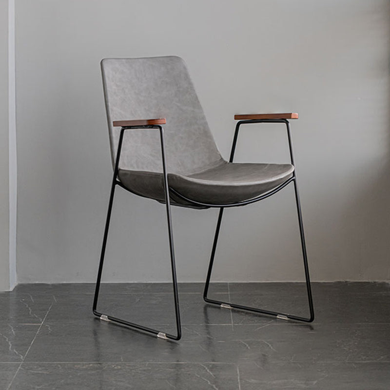 Scandinavian Design Solid Back Dining Side Chair Leather Dining Side Chair Dark Gray 1 Piece Black Clearhalo ' kitchen&dining_furn' 'Dining Chairs' 'Dining Tables & Seating' 'dining_chair' 'furn' 'furn_dining_chair' 'Furniture' 'furniture_dining_chair' 'Kitchen & Dining Furniture' 'kitchen' 4468482