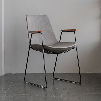 Scandinavian Design Solid Back Dining Side Chair Leather Dining Side Chair Dark Gray 1 Piece Black Clearhalo ' kitchen&dining_furn' 'Dining Chairs' 'Dining Tables & Seating' 'dining_chair' 'furn' 'furn_dining_chair' 'Furniture' 'furniture_dining_chair' 'Kitchen & Dining Furniture' 'kitchen' 4468482