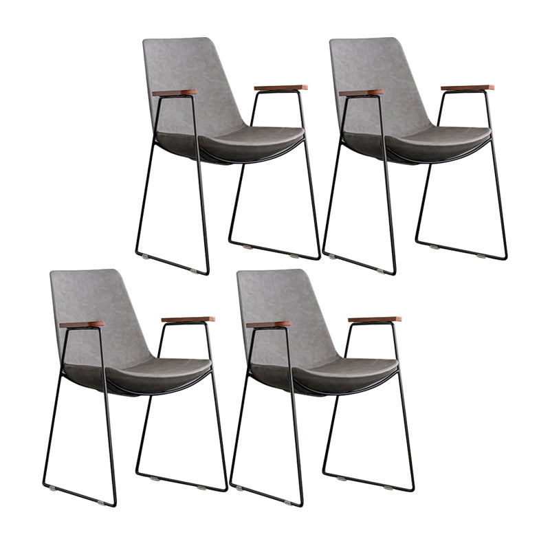 Scandinavian Design Solid Back Dining Side Chair Leather Dining Side Chair Dark Gray 4 Piece Set Black Clearhalo ' kitchen&dining_furn' 'Dining Chairs' 'Dining Tables & Seating' 'dining_chair' 'furn' 'furn_dining_chair' 'Furniture' 'furniture_dining_chair' 'Kitchen & Dining Furniture' 'kitchen' 4468485