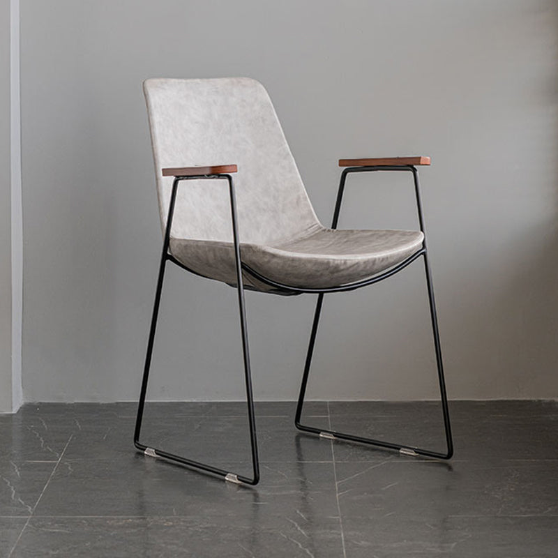 Scandinavian Design Solid Back Dining Side Chair Leather Dining Side Chair Light Gray 1 Piece Black Clearhalo ' kitchen&dining_furn' 'Dining Chairs' 'Dining Tables & Seating' 'dining_chair' 'furn' 'furn_dining_chair' 'Furniture' 'furniture_dining_chair' 'Kitchen & Dining Furniture' 'kitchen' 4468487