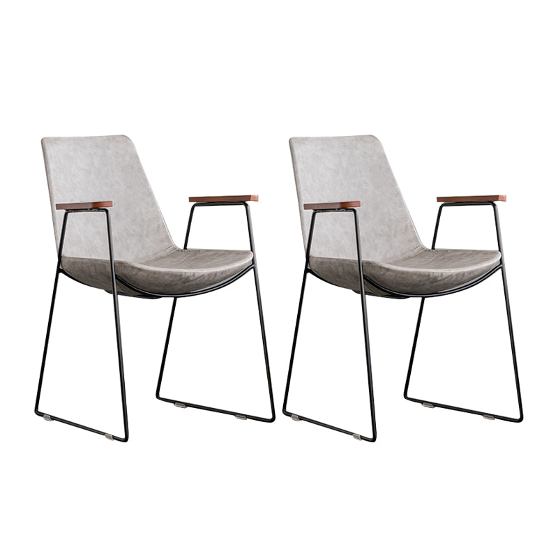 Scandinavian Design Solid Back Dining Side Chair Leather Dining Side Chair Light Gray 2 Piece Set Black Clearhalo ' kitchen&dining_furn' 'Dining Chairs' 'Dining Tables & Seating' 'dining_chair' 'furn' 'furn_dining_chair' 'Furniture' 'furniture_dining_chair' 'Kitchen & Dining Furniture' 'kitchen' 4468489