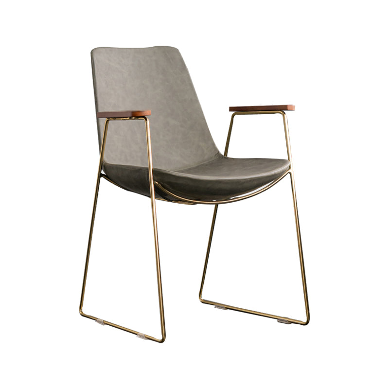 Scandinavian Design Solid Back Dining Side Chair Leather Dining Side Chair Clearhalo ' kitchen&dining_furn' 'Dining Chairs' 'Dining Tables & Seating' 'dining_chair' 'furn' 'furn_dining_chair' 'Furniture' 'furniture_dining_chair' 'Kitchen & Dining Furniture' 'kitchen' 4468490