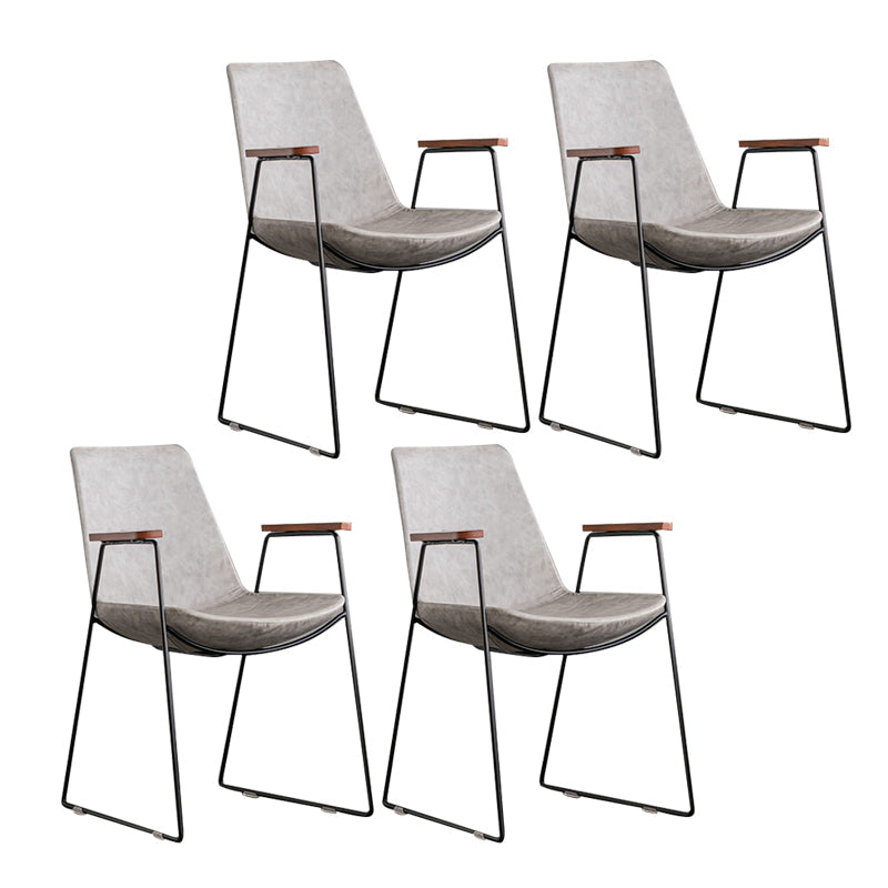 Scandinavian Design Solid Back Dining Side Chair Leather Dining Side Chair Light Gray 4 Piece Set Black Clearhalo ' kitchen&dining_furn' 'Dining Chairs' 'Dining Tables & Seating' 'dining_chair' 'furn' 'furn_dining_chair' 'Furniture' 'furniture_dining_chair' 'Kitchen & Dining Furniture' 'kitchen' 4468491