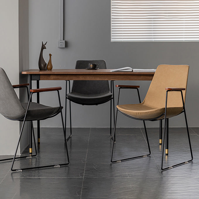 Scandinavian Design Solid Back Dining Side Chair Leather Dining Side Chair Clearhalo ' kitchen&dining_furn' 'Dining Chairs' 'Dining Tables & Seating' 'dining_chair' 'furn' 'furn_dining_chair' 'Furniture' 'furniture_dining_chair' 'Kitchen & Dining Furniture' 'kitchen' 4468499