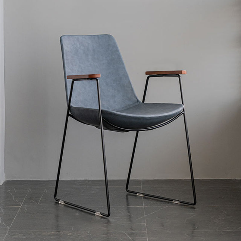 Scandinavian Design Solid Back Dining Side Chair Leather Dining Side Chair Blue 1 Piece Black Clearhalo ' kitchen&dining_furn' 'Dining Chairs' 'Dining Tables & Seating' 'dining_chair' 'furn' 'furn_dining_chair' 'Furniture' 'furniture_dining_chair' 'Kitchen & Dining Furniture' 'kitchen' 4468500