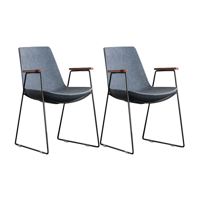 Scandinavian Design Solid Back Dining Side Chair Leather Dining Side Chair Blue 2 Piece Set Black Clearhalo ' kitchen&dining_furn' 'Dining Chairs' 'Dining Tables & Seating' 'dining_chair' 'furn' 'furn_dining_chair' 'Furniture' 'furniture_dining_chair' 'Kitchen & Dining Furniture' 'kitchen' 4468502
