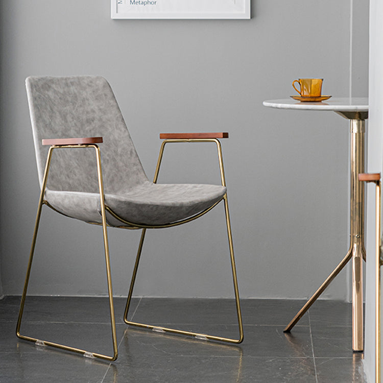 Scandinavian Design Solid Back Dining Side Chair Leather Dining Side Chair Clearhalo ' kitchen&dining_furn' 'Dining Chairs' 'Dining Tables & Seating' 'dining_chair' 'furn' 'furn_dining_chair' 'Furniture' 'furniture_dining_chair' 'Kitchen & Dining Furniture' 'kitchen' 4468503