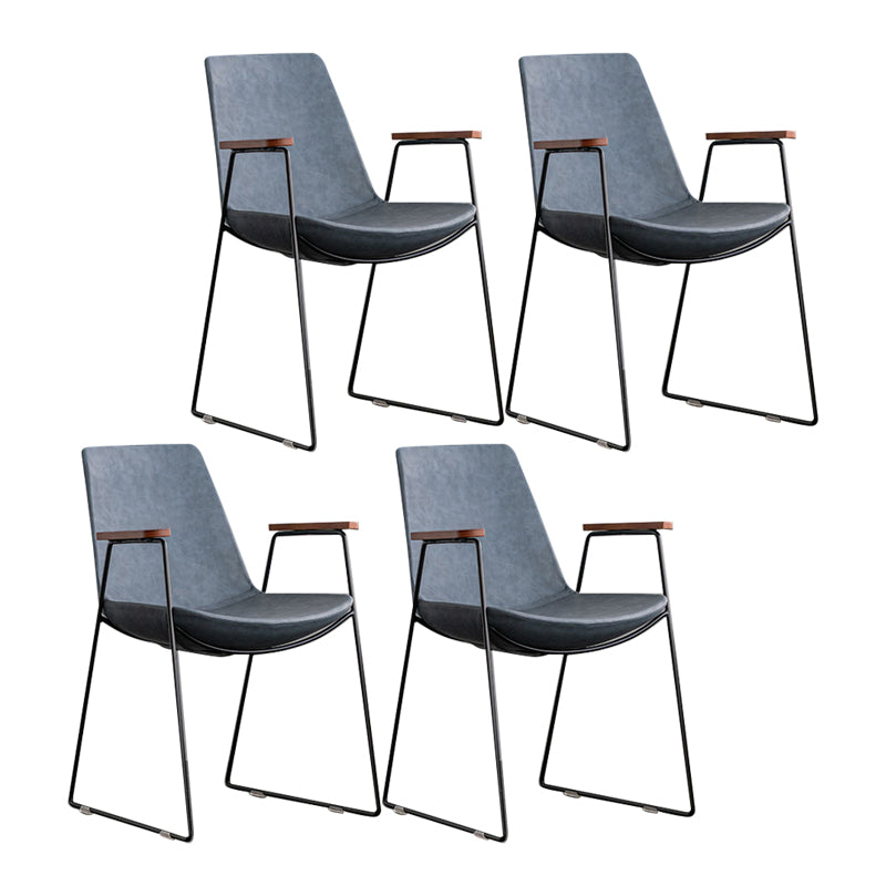 Scandinavian Design Solid Back Dining Side Chair Leather Dining Side Chair Blue 4 Piece Set Black Clearhalo ' kitchen&dining_furn' 'Dining Chairs' 'Dining Tables & Seating' 'dining_chair' 'furn' 'furn_dining_chair' 'Furniture' 'furniture_dining_chair' 'Kitchen & Dining Furniture' 'kitchen' 4468504