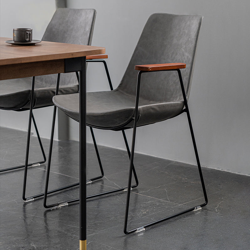 Scandinavian Design Solid Back Dining Side Chair Leather Dining Side Chair Clearhalo ' kitchen&dining_furn' 'Dining Chairs' 'Dining Tables & Seating' 'dining_chair' 'furn' 'furn_dining_chair' 'Furniture' 'furniture_dining_chair' 'Kitchen & Dining Furniture' 'kitchen' 4468505