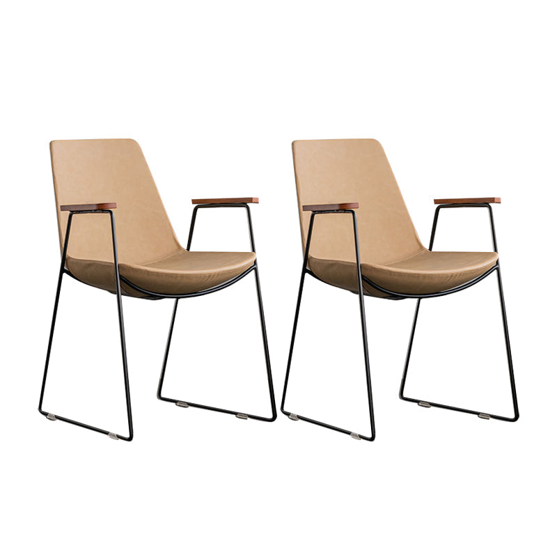 Scandinavian Design Solid Back Dining Side Chair Leather Dining Side Chair Khaki 2 Piece Set Black Clearhalo ' kitchen&dining_furn' 'Dining Chairs' 'Dining Tables & Seating' 'dining_chair' 'furn' 'furn_dining_chair' 'Furniture' 'furniture_dining_chair' 'Kitchen & Dining Furniture' 'kitchen' 4468507