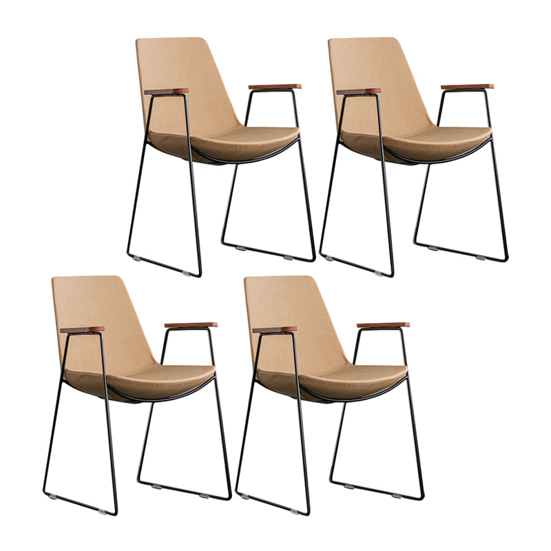 Scandinavian Design Solid Back Dining Side Chair Leather Dining Side Chair Khaki 4 Piece Set Black Clearhalo ' kitchen&dining_furn' 'Dining Chairs' 'Dining Tables & Seating' 'dining_chair' 'furn' 'furn_dining_chair' 'Furniture' 'furniture_dining_chair' 'Kitchen & Dining Furniture' 'kitchen' 4468508