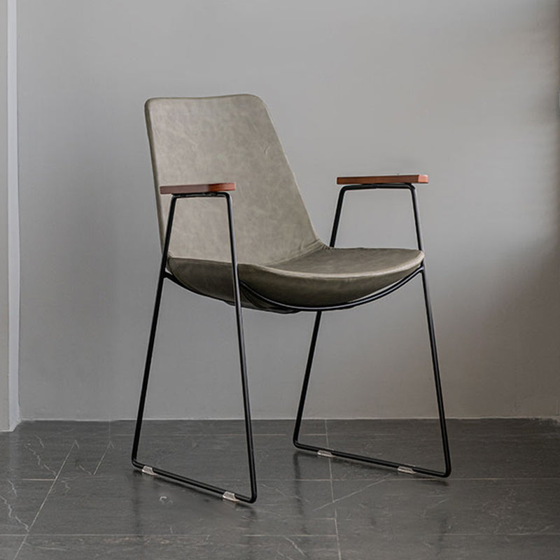 Scandinavian Design Solid Back Dining Side Chair Leather Dining Side Chair Army Green 1 Piece Black Clearhalo ' kitchen&dining_furn' 'Dining Chairs' 'Dining Tables & Seating' 'dining_chair' 'furn' 'furn_dining_chair' 'Furniture' 'furniture_dining_chair' 'Kitchen & Dining Furniture' 'kitchen' 4468509