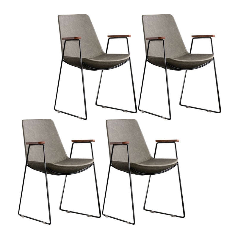 Scandinavian Design Solid Back Dining Side Chair Leather Dining Side Chair Army Green 4 Piece Set Black Clearhalo ' kitchen&dining_furn' 'Dining Chairs' 'Dining Tables & Seating' 'dining_chair' 'furn' 'furn_dining_chair' 'Furniture' 'furniture_dining_chair' 'Kitchen & Dining Furniture' 'kitchen' 4468511