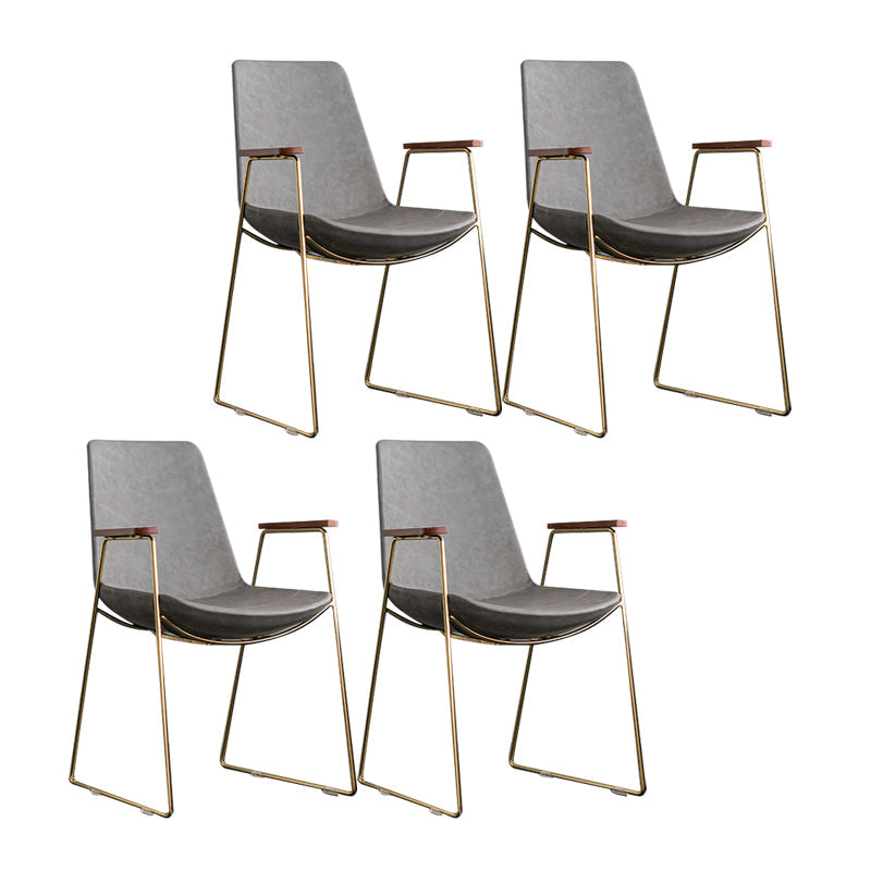 Scandinavian Design Solid Back Dining Side Chair Leather Dining Side Chair Dark Gray 4 Piece Set Brass Gold Clearhalo ' kitchen&dining_furn' 'Dining Chairs' 'Dining Tables & Seating' 'dining_chair' 'furn' 'furn_dining_chair' 'Furniture' 'furniture_dining_chair' 'Kitchen & Dining Furniture' 'kitchen' 4468514