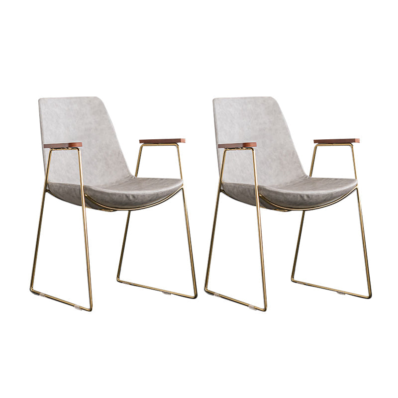 Scandinavian Design Solid Back Dining Side Chair Leather Dining Side Chair Light Gray 2 Piece Set Brass Gold Clearhalo ' kitchen&dining_furn' 'Dining Chairs' 'Dining Tables & Seating' 'dining_chair' 'furn' 'furn_dining_chair' 'Furniture' 'furniture_dining_chair' 'Kitchen & Dining Furniture' 'kitchen' 4468516