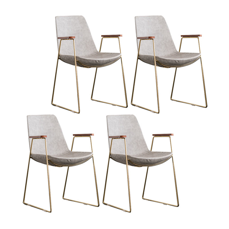 Scandinavian Design Solid Back Dining Side Chair Leather Dining Side Chair Light Gray 4 Piece Set Brass Gold Clearhalo ' kitchen&dining_furn' 'Dining Chairs' 'Dining Tables & Seating' 'dining_chair' 'furn' 'furn_dining_chair' 'Furniture' 'furniture_dining_chair' 'Kitchen & Dining Furniture' 'kitchen' 4468517