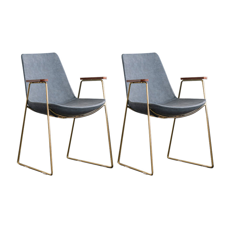 Scandinavian Design Solid Back Dining Side Chair Leather Dining Side Chair Blue 2 Piece Set Brass Gold Clearhalo ' kitchen&dining_furn' 'Dining Chairs' 'Dining Tables & Seating' 'dining_chair' 'furn' 'furn_dining_chair' 'Furniture' 'furniture_dining_chair' 'Kitchen & Dining Furniture' 'kitchen' 4468522