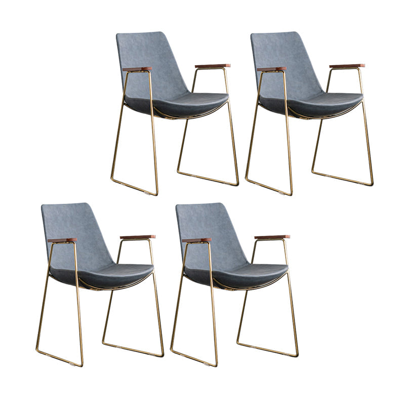Scandinavian Design Solid Back Dining Side Chair Leather Dining Side Chair Blue 4 Piece Set Brass Gold Clearhalo ' kitchen&dining_furn' 'Dining Chairs' 'Dining Tables & Seating' 'dining_chair' 'furn' 'furn_dining_chair' 'Furniture' 'furniture_dining_chair' 'Kitchen & Dining Furniture' 'kitchen' 4468523