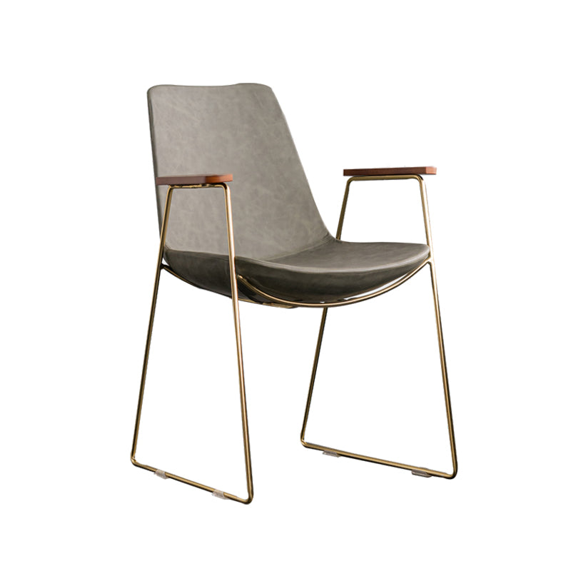 Scandinavian Design Solid Back Dining Side Chair Leather Dining Side Chair Army Green 1 Piece Brass Gold Clearhalo ' kitchen&dining_furn' 'Dining Chairs' 'Dining Tables & Seating' 'dining_chair' 'furn' 'furn_dining_chair' 'Furniture' 'furniture_dining_chair' 'Kitchen & Dining Furniture' 'kitchen' 4468527
