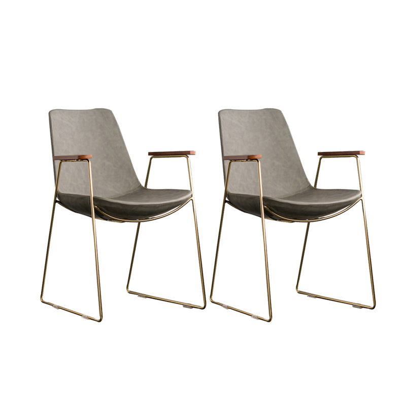 Scandinavian Design Solid Back Dining Side Chair Leather Dining Side Chair Army Green 2 Piece Set Brass Gold Clearhalo ' kitchen&dining_furn' 'Dining Chairs' 'Dining Tables & Seating' 'dining_chair' 'furn' 'furn_dining_chair' 'Furniture' 'furniture_dining_chair' 'Kitchen & Dining Furniture' 'kitchen' 4468528