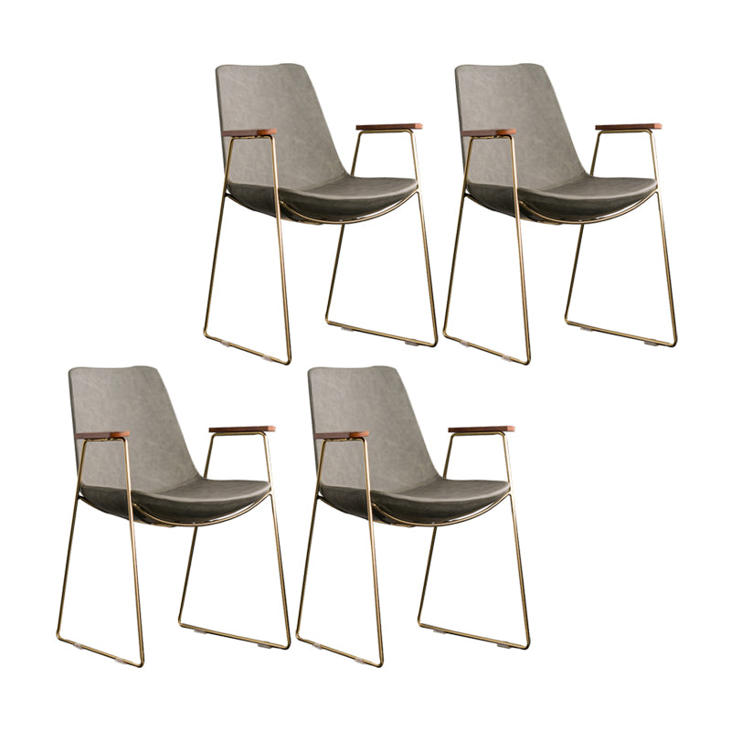 Scandinavian Design Solid Back Dining Side Chair Leather Dining Side Chair Army Green 4 Piece Set Brass Gold Clearhalo ' kitchen&dining_furn' 'Dining Chairs' 'Dining Tables & Seating' 'dining_chair' 'furn' 'furn_dining_chair' 'Furniture' 'furniture_dining_chair' 'Kitchen & Dining Furniture' 'kitchen' 4468529