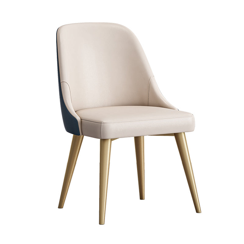 Scandinavian Design Solid Back Armless Dining Chair PU Leather Dining Chairs White 1 Piece Clearhalo ' kitchen&dining_furn' 'Dining Chairs' 'Dining Tables & Seating' 'dining_chair' 'furn' 'furn_dining_chair' 'Furniture' 'furniture_dining_chair' 'Kitchen & Dining Furniture' 'kitchen' 4468532