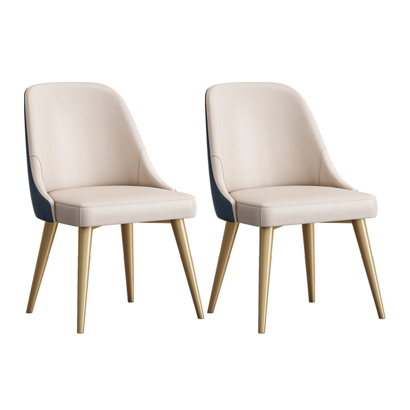 Scandinavian Design Solid Back Armless Dining Chair PU Leather Dining Chairs White 2 Piece Set Clearhalo ' kitchen&dining_furn' 'Dining Chairs' 'Dining Tables & Seating' 'dining_chair' 'furn' 'furn_dining_chair' 'Furniture' 'furniture_dining_chair' 'Kitchen & Dining Furniture' 'kitchen' 4468534
