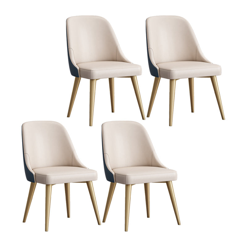Scandinavian Design Solid Back Armless Dining Chair PU Leather Dining Chairs White 4 Piece Set Clearhalo ' kitchen&dining_furn' 'Dining Chairs' 'Dining Tables & Seating' 'dining_chair' 'furn' 'furn_dining_chair' 'Furniture' 'furniture_dining_chair' 'Kitchen & Dining Furniture' 'kitchen' 4468535
