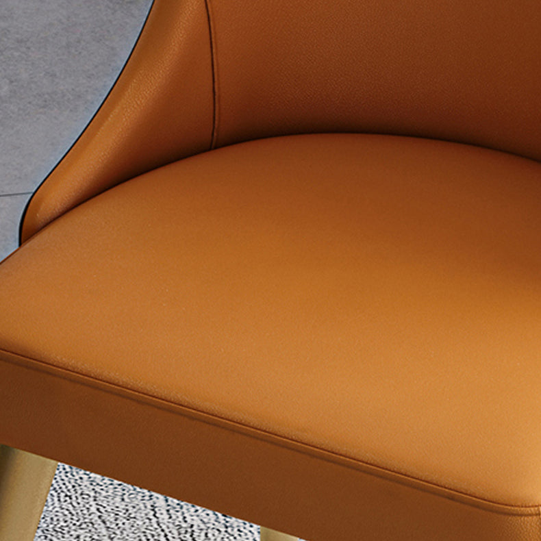 Scandinavian Design Solid Back Armless Dining Chair PU Leather Dining Chairs Clearhalo ' kitchen&dining_furn' 'Dining Chairs' 'Dining Tables & Seating' 'dining_chair' 'furn' 'furn_dining_chair' 'Furniture' 'furniture_dining_chair' 'Kitchen & Dining Furniture' 'kitchen' 4468542