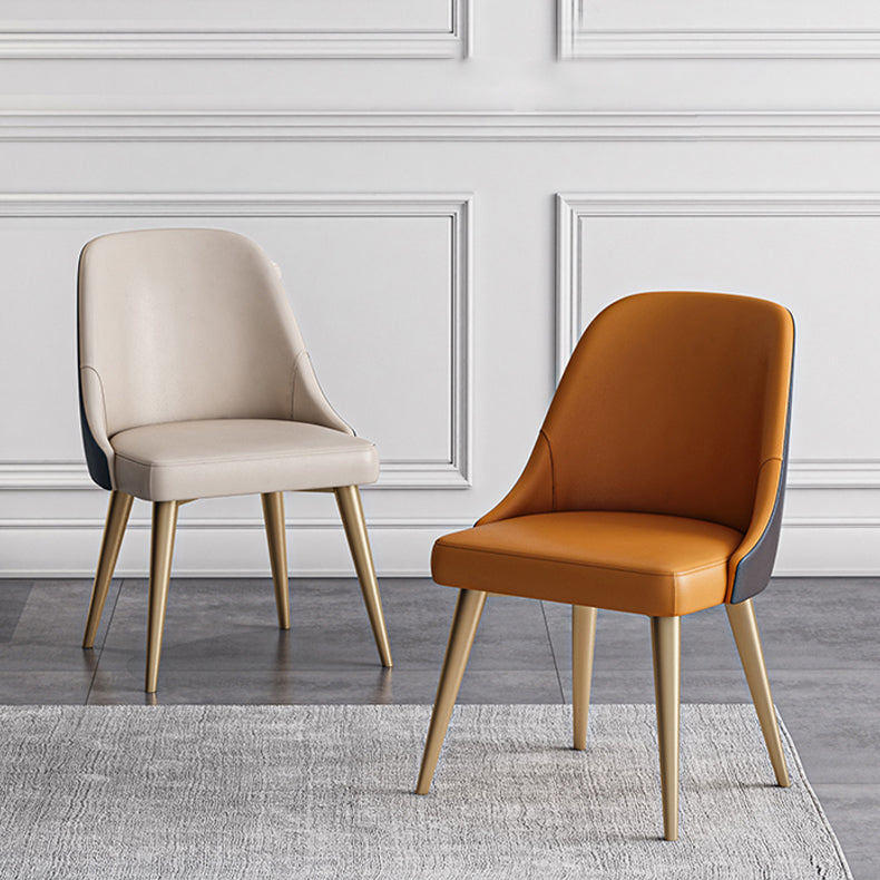 Scandinavian Design Solid Back Armless Dining Chair PU Leather Dining Chairs Clearhalo ' kitchen&dining_furn' 'Dining Chairs' 'Dining Tables & Seating' 'dining_chair' 'furn' 'furn_dining_chair' 'Furniture' 'furniture_dining_chair' 'Kitchen & Dining Furniture' 'kitchen' 4468548