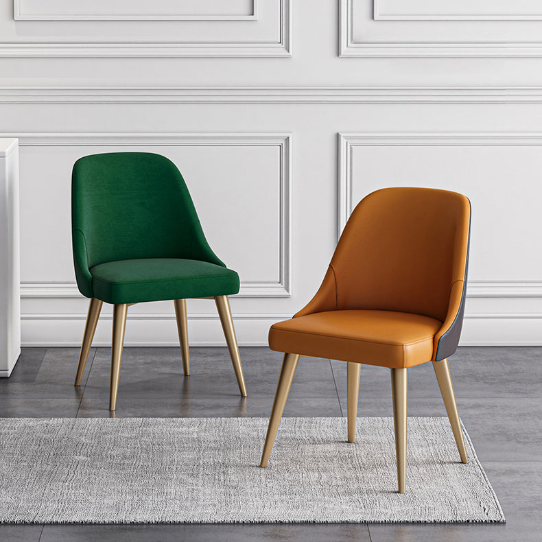 Scandinavian Design Solid Back Armless Dining Chair PU Leather Dining Chairs Clearhalo ' kitchen&dining_furn' 'Dining Chairs' 'Dining Tables & Seating' 'dining_chair' 'furn' 'furn_dining_chair' 'Furniture' 'furniture_dining_chair' 'Kitchen & Dining Furniture' 'kitchen' 4468550