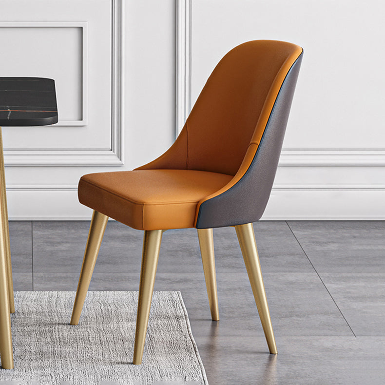 Scandinavian Design Solid Back Armless Dining Chair PU Leather Dining Chairs Clearhalo ' kitchen&dining_furn' 'Dining Chairs' 'Dining Tables & Seating' 'dining_chair' 'furn' 'furn_dining_chair' 'Furniture' 'furniture_dining_chair' 'Kitchen & Dining Furniture' 'kitchen' 4468551