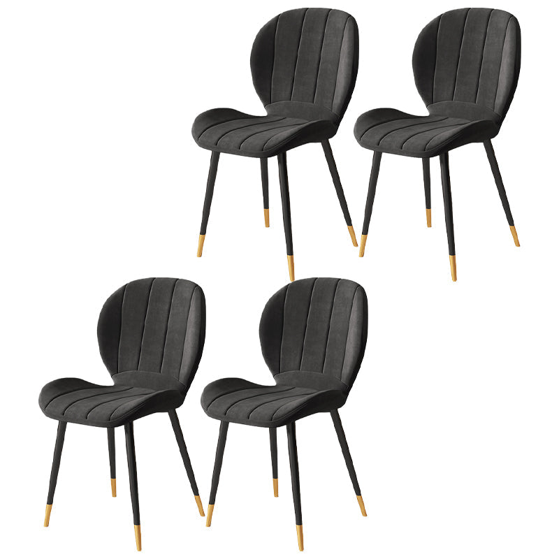 Nordic Style Kitchen Metal Dining Chair Wingback Dining Armless Side Chairs Black 4 Piece Set Black Gold Clearhalo ' kitchen&dining_furn' 'Dining Chairs' 'Dining Tables & Seating' 'dining_chair' 'furn' 'furn_dining_chair' 'Furniture' 'furniture_dining_chair' 'Kitchen & Dining Furniture' 'kitchen' 4468574