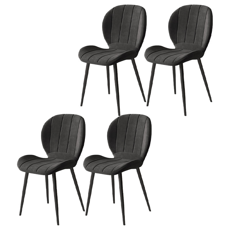 Nordic Style Kitchen Metal Dining Chair Wingback Dining Armless Side Chairs Black 4 Piece Set Black Clearhalo ' kitchen&dining_furn' 'Dining Chairs' 'Dining Tables & Seating' 'dining_chair' 'furn' 'furn_dining_chair' 'Furniture' 'furniture_dining_chair' 'Kitchen & Dining Furniture' 'kitchen' 4468577