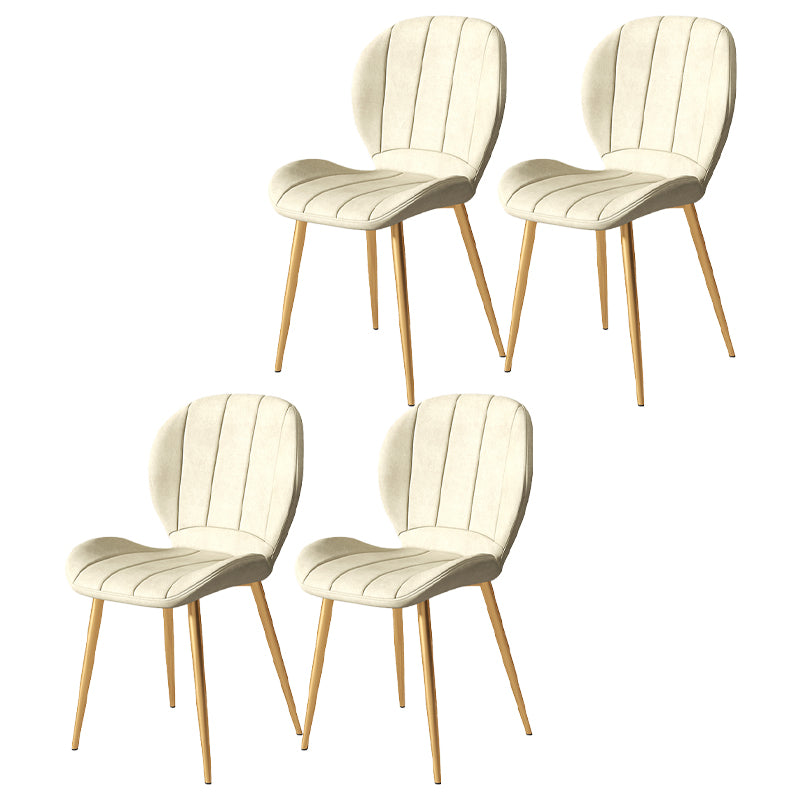 Nordic Style Kitchen Metal Dining Chair Wingback Dining Armless Side Chairs Beige 4 Piece Set Brass Gold Clearhalo ' kitchen&dining_furn' 'Dining Chairs' 'Dining Tables & Seating' 'dining_chair' 'furn' 'furn_dining_chair' 'Furniture' 'furniture_dining_chair' 'Kitchen & Dining Furniture' 'kitchen' 4468586