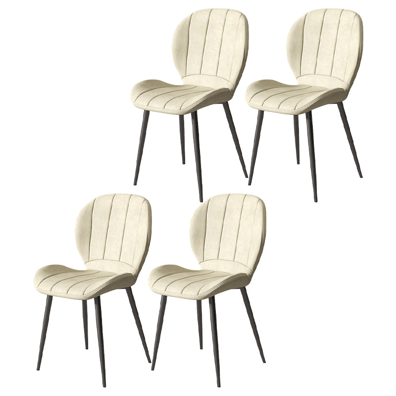 Nordic Style Kitchen Metal Dining Chair Wingback Dining Armless Side Chairs Beige 4 Piece Set Black Clearhalo ' kitchen&dining_furn' 'Dining Chairs' 'Dining Tables & Seating' 'dining_chair' 'furn' 'furn_dining_chair' 'Furniture' 'furniture_dining_chair' 'Kitchen & Dining Furniture' 'kitchen' 4468589