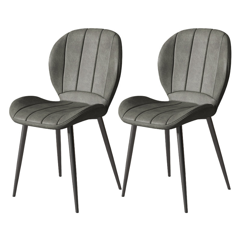 Nordic Style Kitchen Metal Dining Chair Wingback Dining Armless Side Chairs Grey 2 Piece Set Black Clearhalo ' kitchen&dining_furn' 'Dining Chairs' 'Dining Tables & Seating' 'dining_chair' 'furn' 'furn_dining_chair' 'Furniture' 'furniture_dining_chair' 'Kitchen & Dining Furniture' 'kitchen' 4468594