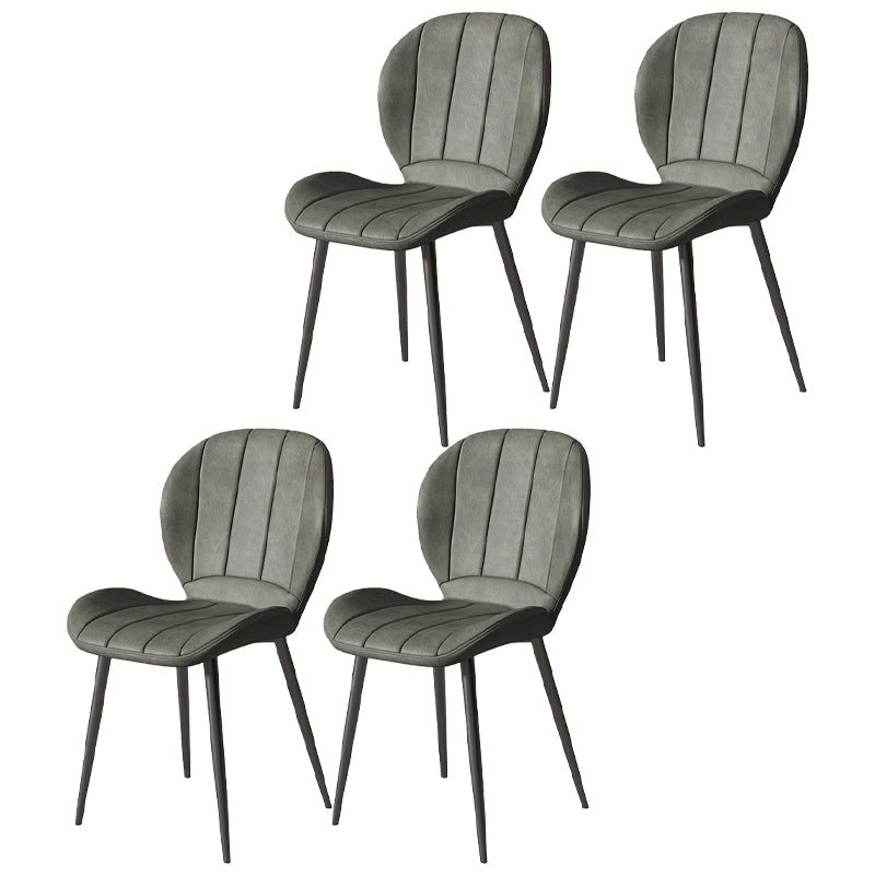 Nordic Style Kitchen Metal Dining Chair Wingback Dining Armless Side Chairs Grey 4 Piece Set Black Clearhalo ' kitchen&dining_furn' 'Dining Chairs' 'Dining Tables & Seating' 'dining_chair' 'furn' 'furn_dining_chair' 'Furniture' 'furniture_dining_chair' 'Kitchen & Dining Furniture' 'kitchen' 4468595