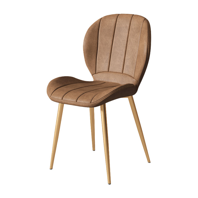 Nordic Style Kitchen Metal Dining Chair Wingback Dining Armless Side Chairs Brown 1 Piece Brass Gold Clearhalo ' kitchen&dining_furn' 'Dining Chairs' 'Dining Tables & Seating' 'dining_chair' 'furn' 'furn_dining_chair' 'Furniture' 'furniture_dining_chair' 'Kitchen & Dining Furniture' 'kitchen' 4468599