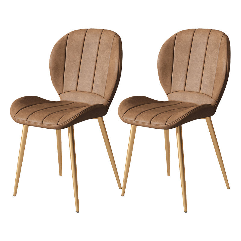 Nordic Style Kitchen Metal Dining Chair Wingback Dining Armless Side Chairs Brown 2 Piece Set Brass Gold Clearhalo ' kitchen&dining_furn' 'Dining Chairs' 'Dining Tables & Seating' 'dining_chair' 'furn' 'furn_dining_chair' 'Furniture' 'furniture_dining_chair' 'Kitchen & Dining Furniture' 'kitchen' 4468600