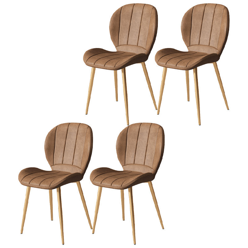 Nordic Style Kitchen Metal Dining Chair Wingback Dining Armless Side Chairs Brown 4 Piece Set Brass Gold Clearhalo ' kitchen&dining_furn' 'Dining Chairs' 'Dining Tables & Seating' 'dining_chair' 'furn' 'furn_dining_chair' 'Furniture' 'furniture_dining_chair' 'Kitchen & Dining Furniture' 'kitchen' 4468601