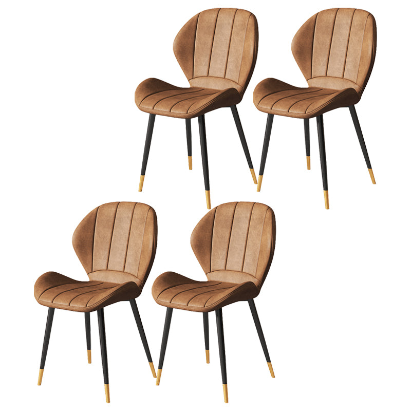 Nordic Style Kitchen Metal Dining Chair Wingback Dining Armless Side Chairs Brown 4 Piece Set Black Gold Clearhalo ' kitchen&dining_furn' 'Dining Chairs' 'Dining Tables & Seating' 'dining_chair' 'furn' 'furn_dining_chair' 'Furniture' 'furniture_dining_chair' 'Kitchen & Dining Furniture' 'kitchen' 4468604