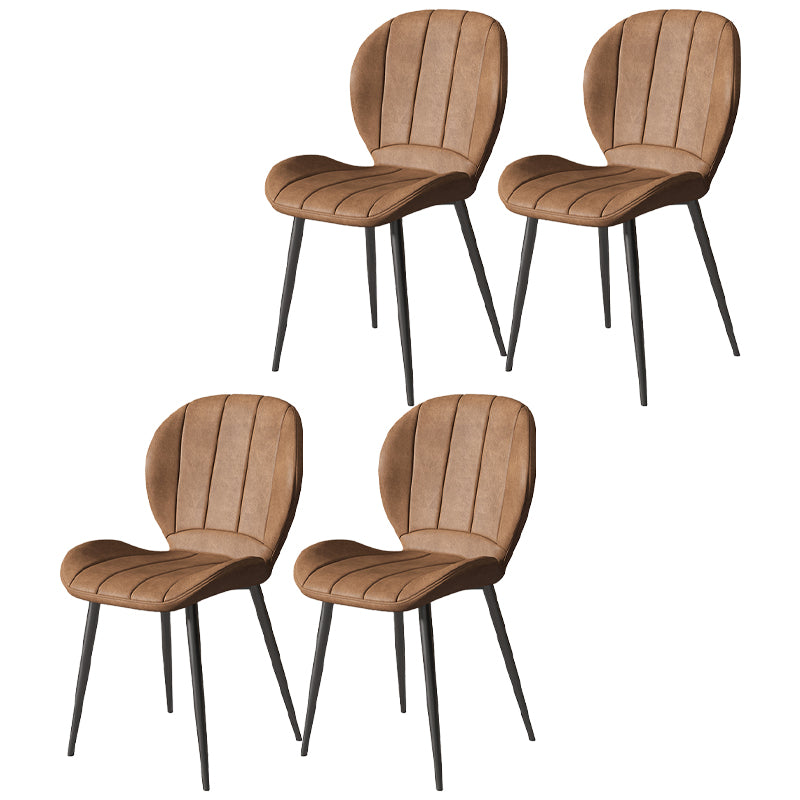 Nordic Style Kitchen Metal Dining Chair Wingback Dining Armless Side Chairs Brown 4 Piece Set Black Clearhalo ' kitchen&dining_furn' 'Dining Chairs' 'Dining Tables & Seating' 'dining_chair' 'furn' 'furn_dining_chair' 'Furniture' 'furniture_dining_chair' 'Kitchen & Dining Furniture' 'kitchen' 4468607