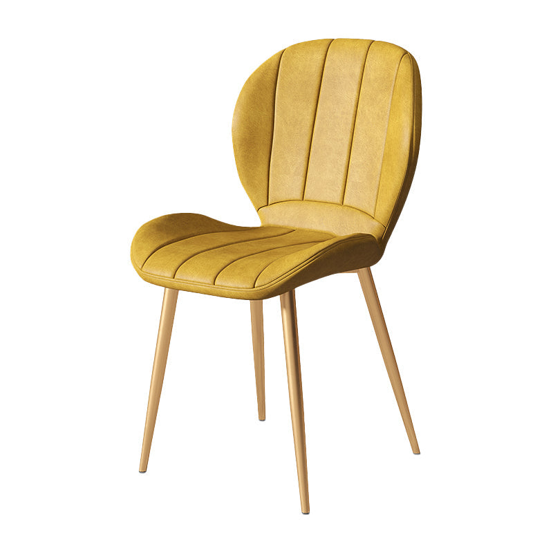 Nordic Style Kitchen Metal Dining Chair Wingback Dining Armless Side Chairs Yellow 1 Piece Brass Gold Clearhalo ' kitchen&dining_furn' 'Dining Chairs' 'Dining Tables & Seating' 'dining_chair' 'furn' 'furn_dining_chair' 'Furniture' 'furniture_dining_chair' 'Kitchen & Dining Furniture' 'kitchen' 4468608
